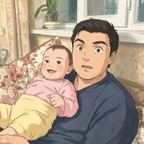 Illustration of Peri with her father